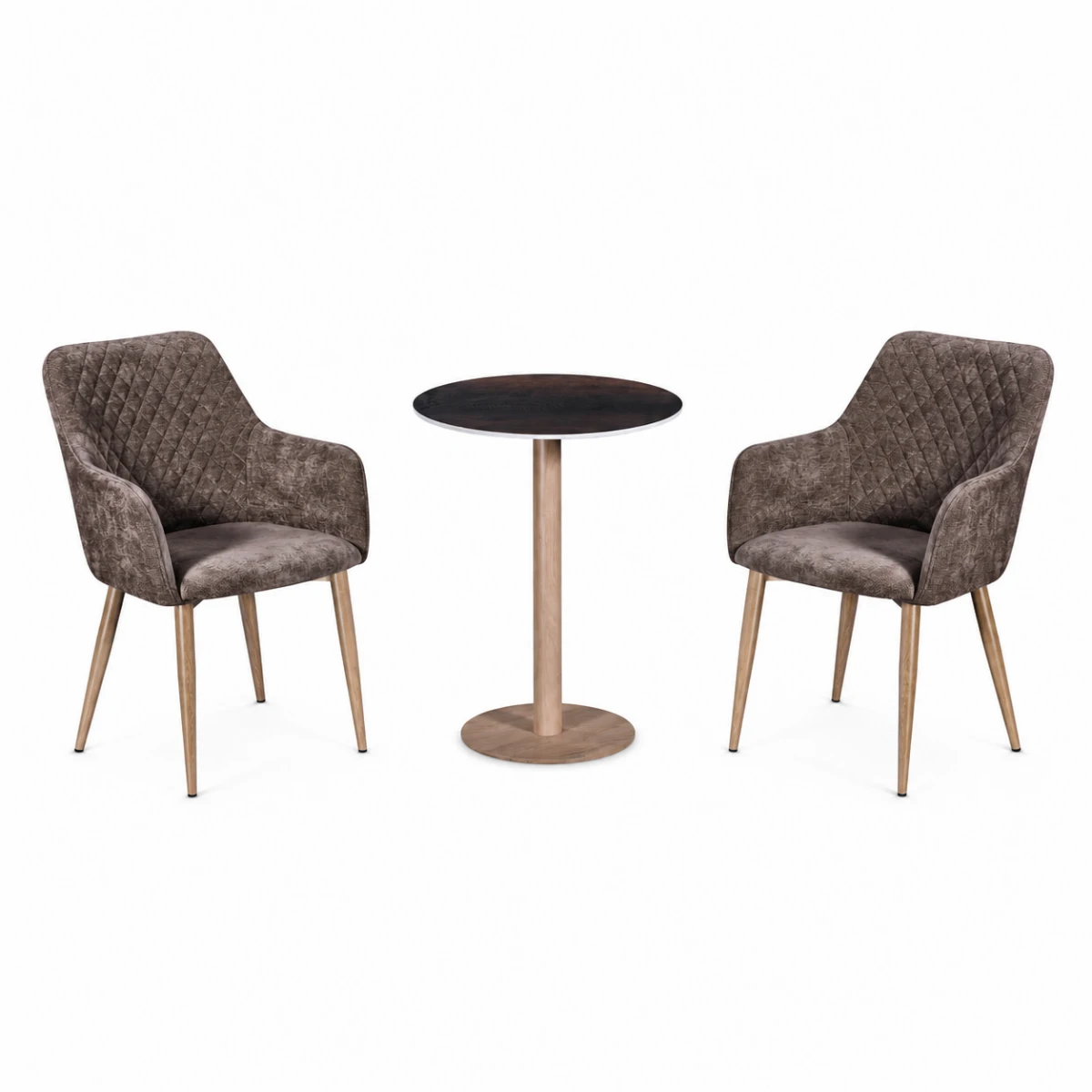 طقم كرسيين و طاولة 1+2 TS-02 BROWN/WOOD