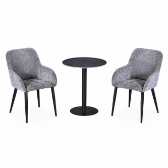 طقم كرسيين و طاولة 1+2 TS-03 GREY/BLACK