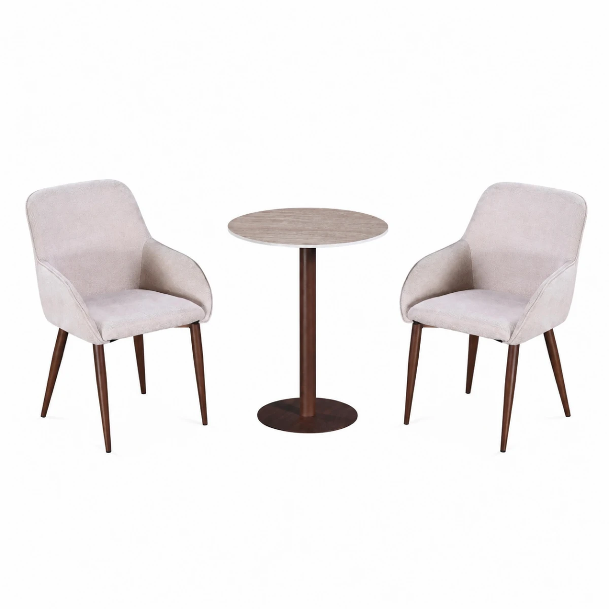 طقم كرسيين و طاولة 1+2 TS-03 WOOD/BROWN