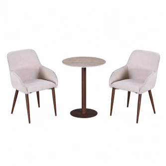 طقم كرسيين و طاولة 1+2 TS-03 WOOD/BROWN