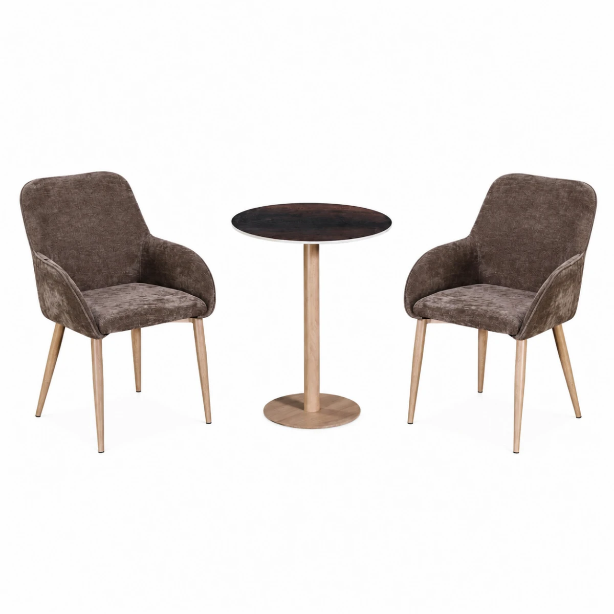 طقم كرسيين و طاولة 1+2 TS-03 BROWN/WOOD