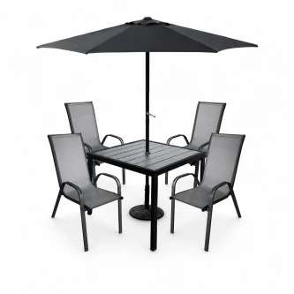طاوله طعام مع مظله 4 كرسي AMS1839-U240 BLACK
