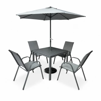 طاوله طعام مع مظله 4 كرسي AMS1839-U240 GREY